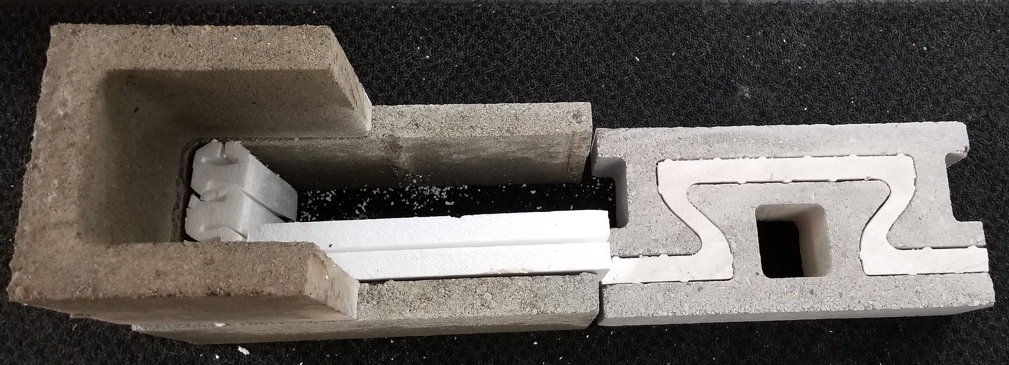 NRG 8 insulated concrete block continuous insulation using standard blocks at windows.
