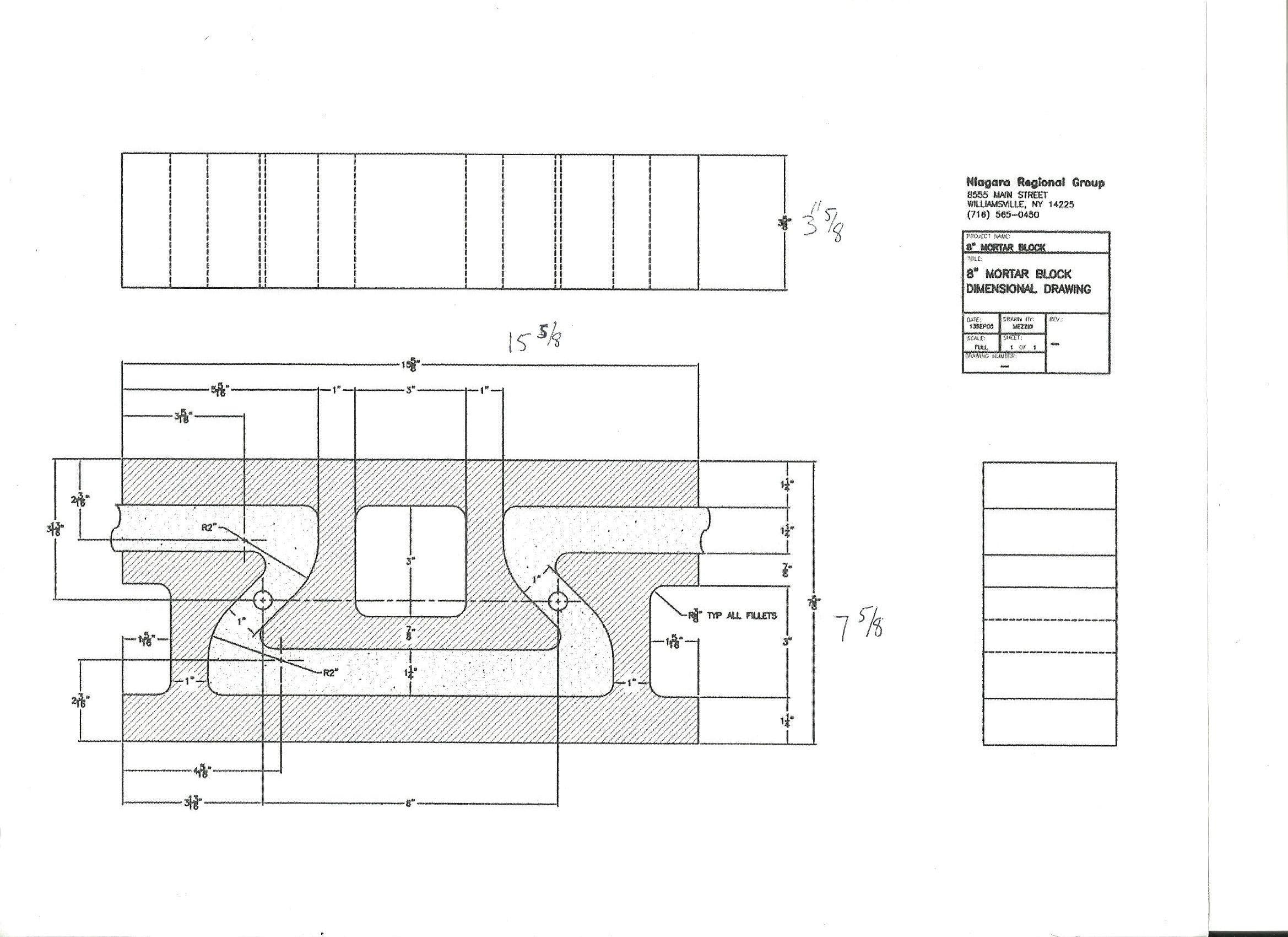 NRG 8 insulated block dimension drawing